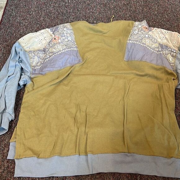 FREE PEOPLE Feelin it Colorblock Army Combo T-Shirt Size XS OB1068176 $98 - Picture 12 of 12